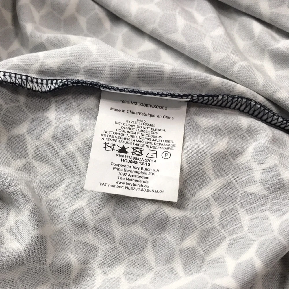 Tory Burch Geometric Long Sleeve Navy Sheath Dress Size Medium - Picture 13 of 13